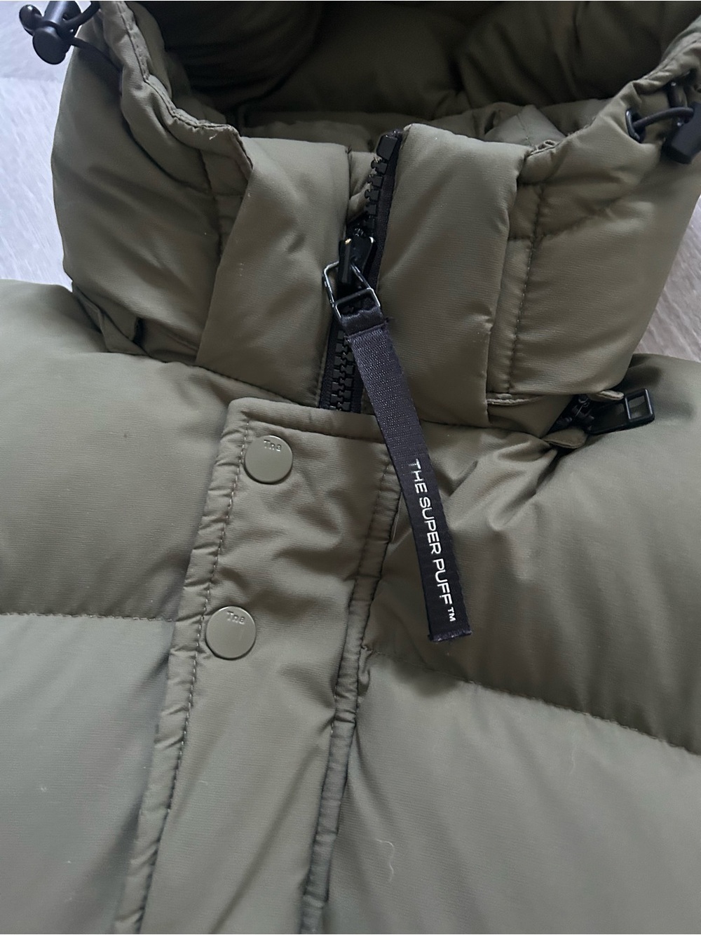 Aritzia Super Puff Mid Jacket 2XS Olive Green Hooded Puffer Coat - Picture 7 of 8